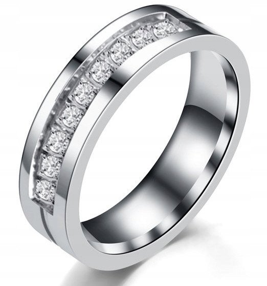 ZŁOTY PIERŚCIONEK OBRĄCZKA ŚLUBNA STAL 316L r.19