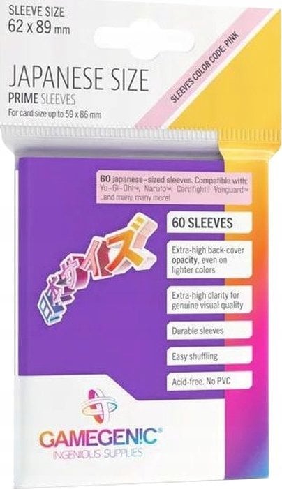 Gamegenic Gamegenic: Japanese Size Prime Sleeves (62x89 mm) 60 sztuk, Purple