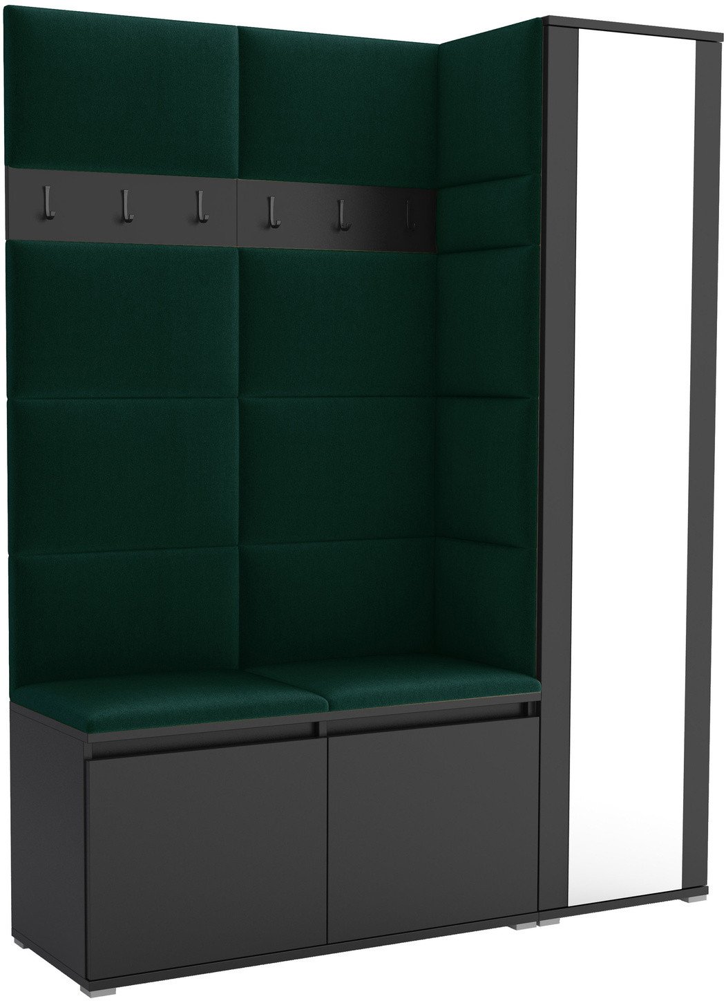 Tapicerowana garderoba Noris VII z lustrem - kolor czarny + tkanina Trinity 28