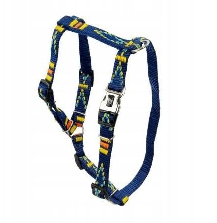 Barry King Szelki dla psa, granatowy, wzór etniczny, taśma polipropylenowa, 25mm/70-90cm