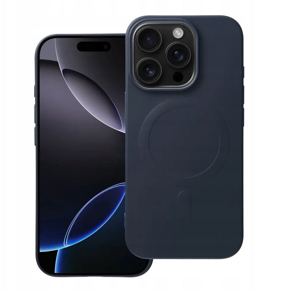Futerał SILICONE MAG COVER (big hole) kompatybilny z MagSafe do IPHONE 16 Pro tytanowy niebieski