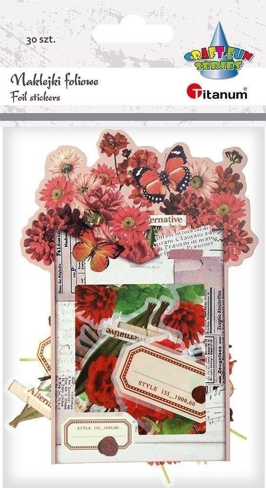 Titanum Naklejki foliowe Kwiaty czerwone 30szt