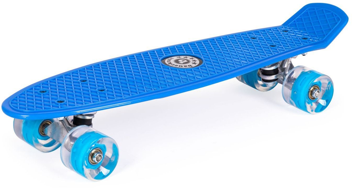 Deskorolka typu fiszka ze święcącymi kołami LED niebieska