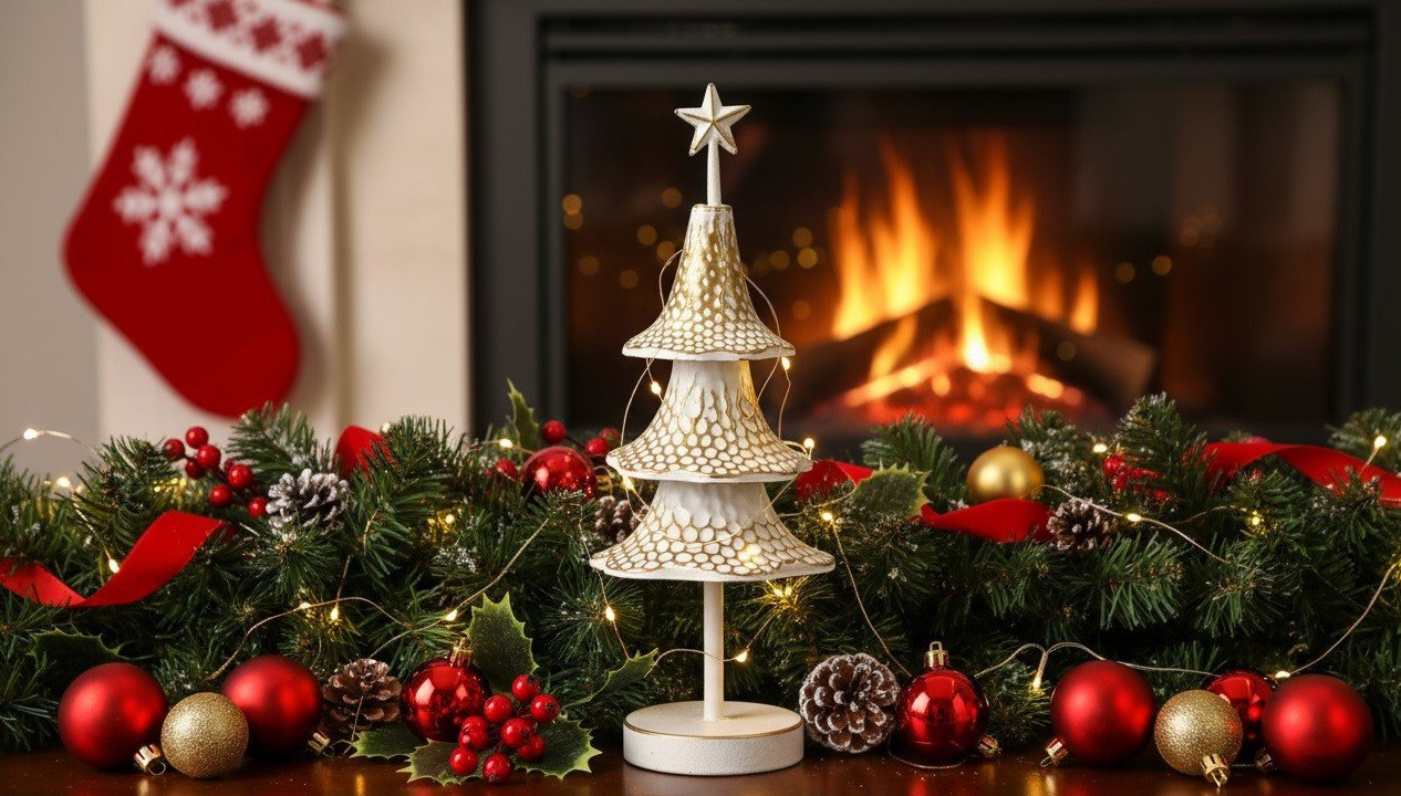 Figurka świąteczna Choinka metalowa 37 cm RF0904