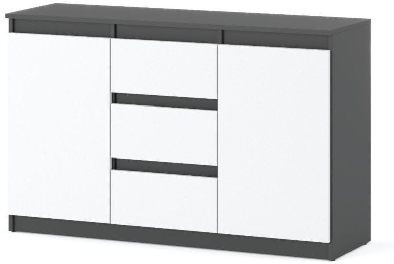 Komoda Pod Telewizor 3 Szuflady 120cm Do Salonu Sypialni Szara Biała Mat