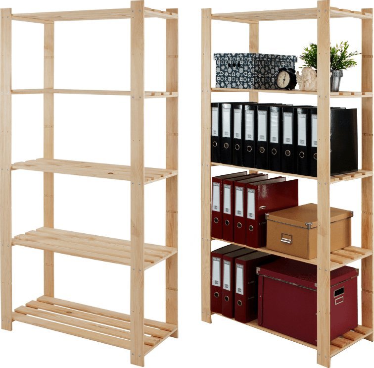 Wamar-Sosenka Regał na książki drewniany B24R 170x80x38 5 półek Naturalny