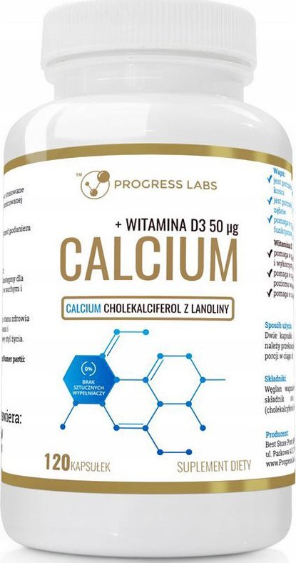 Progress Labs PROGRESS LABS Calcium+Witamina D3 50ug 120caps WAPŃ