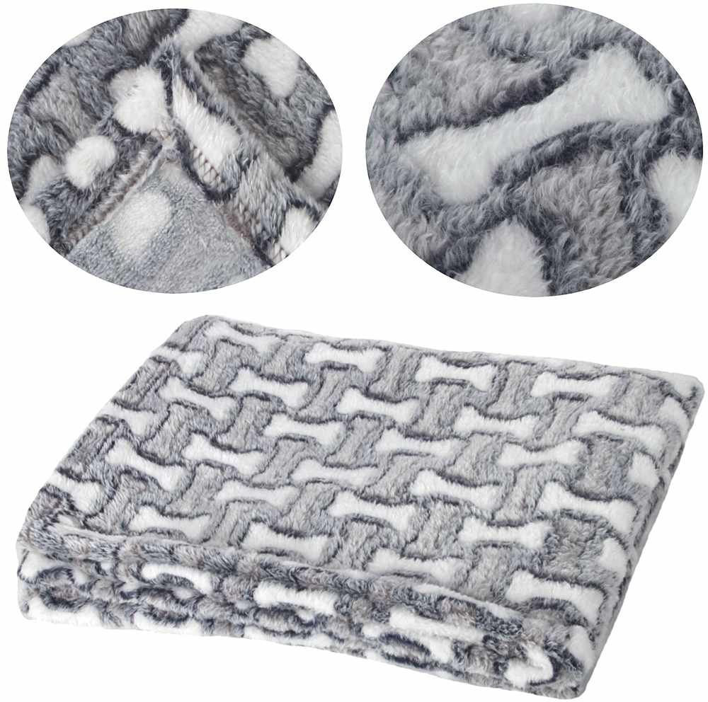 Kocyk dla psa Welsti w białe i szare kosteczki XXL 150x100