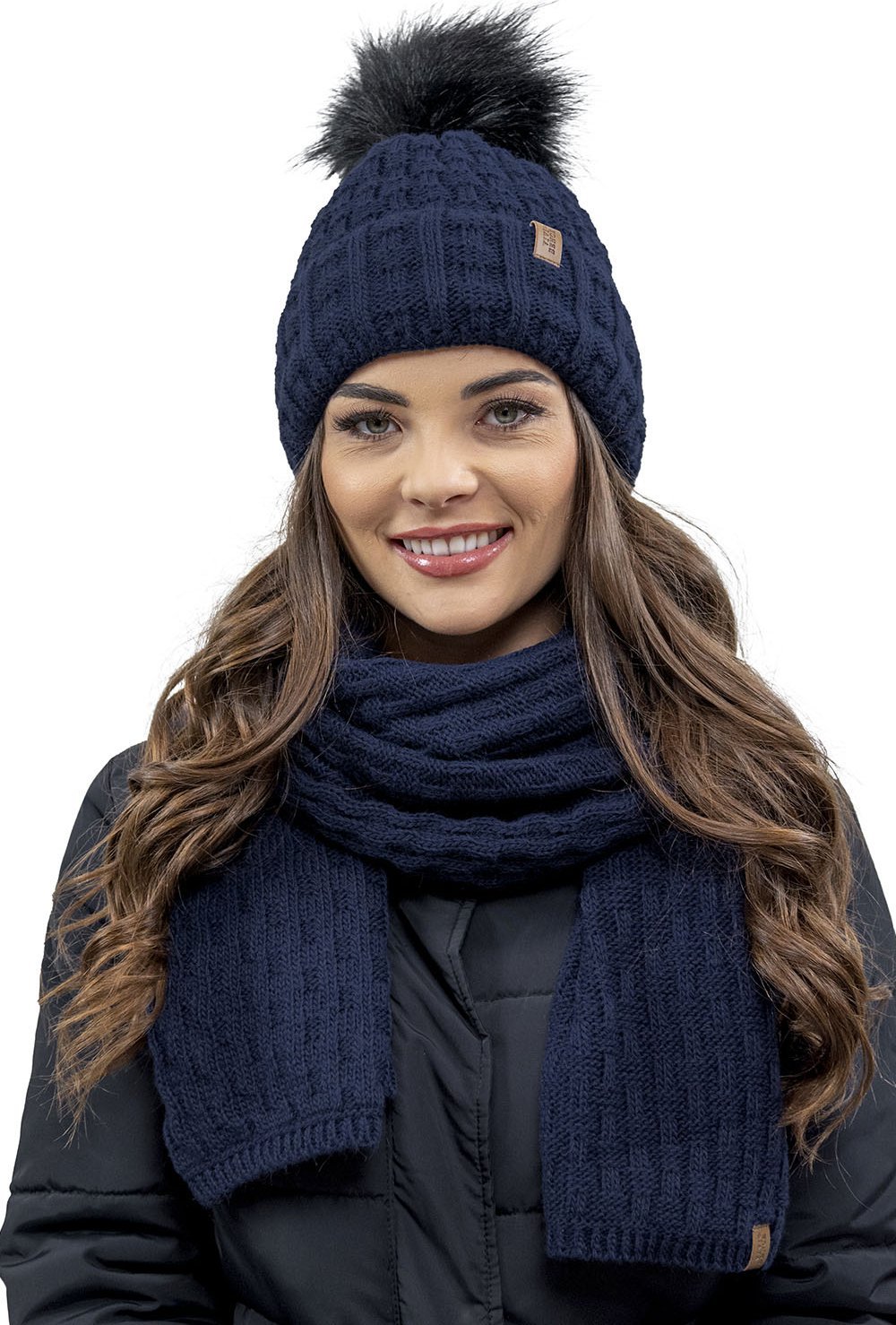 Vivisence 7015Kmpl granatowy UNI Komplet czapka+szalik