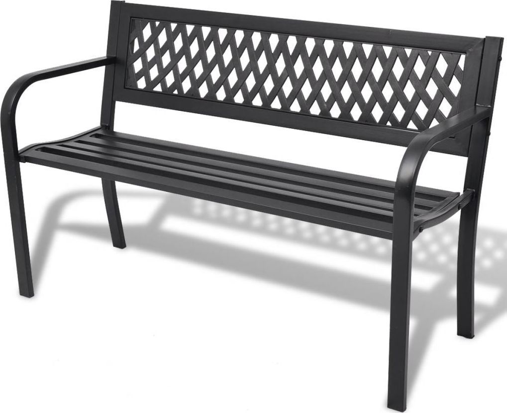 vidaXL ławka ogrodowa, 118 cm, stalowa, czarna (42169)