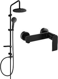 Zestaw prysznicowy Mexen Mexen Erik zestaw prysznicowy natynkowy z deszczownicą i baterią prysznicową Zero, czarny - 71140205-70