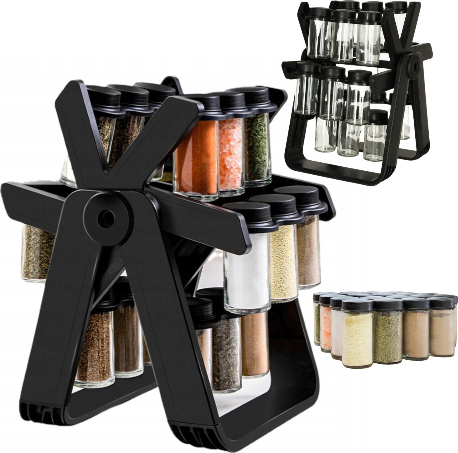 Obrotowy Organizer, Przyprawnik Na Przyprawy, 18 Słoików, 34,5 x 26 x 22,5 cm