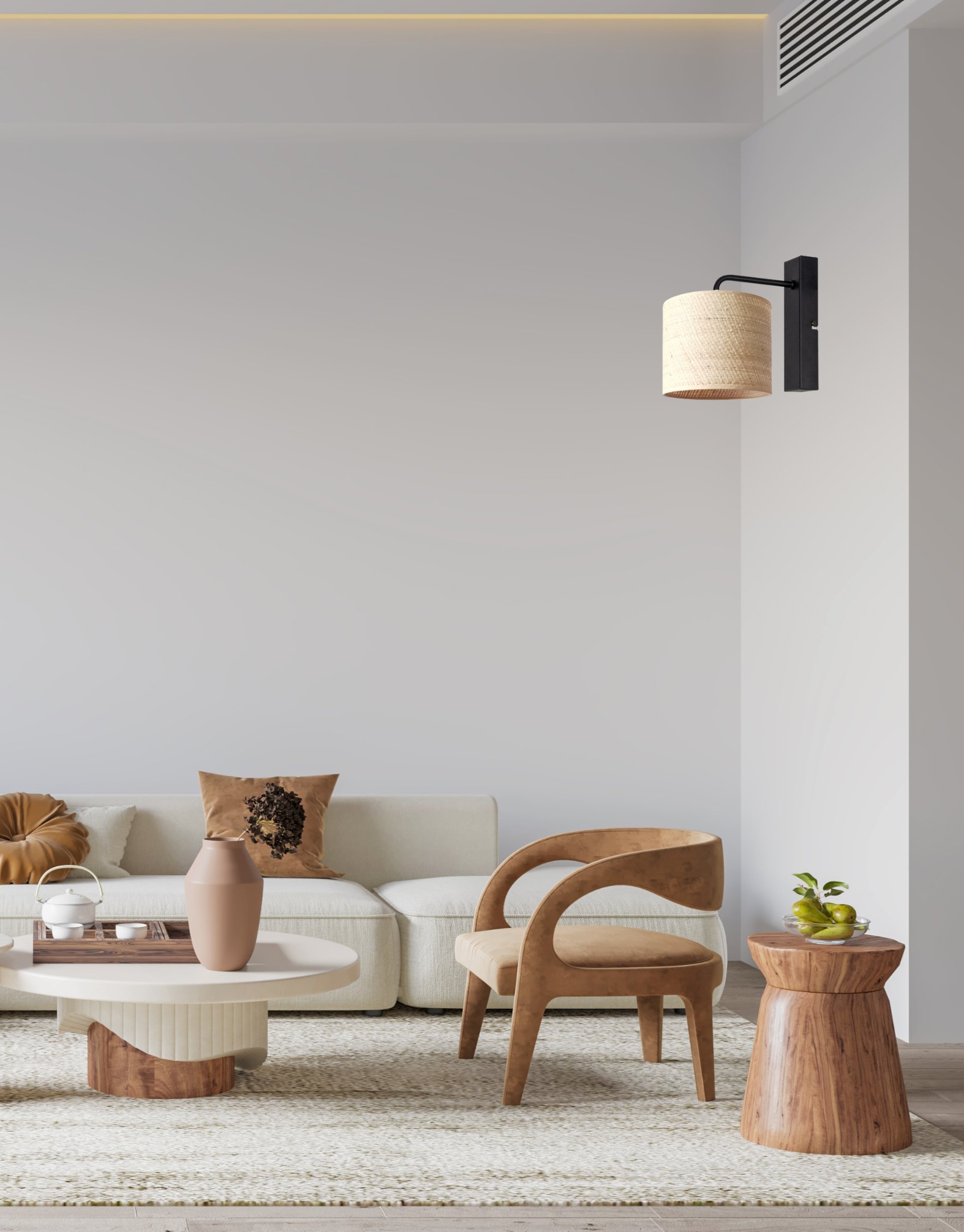 Kinkiet Solar Kinkiet ścienny czarny pojedynczy BOHO rattan