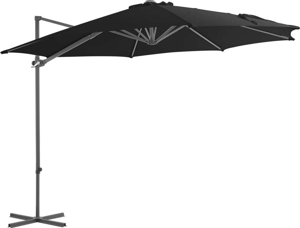 vidaXL Parasol wiszący na stalowym słupku, 300 cm, czarny