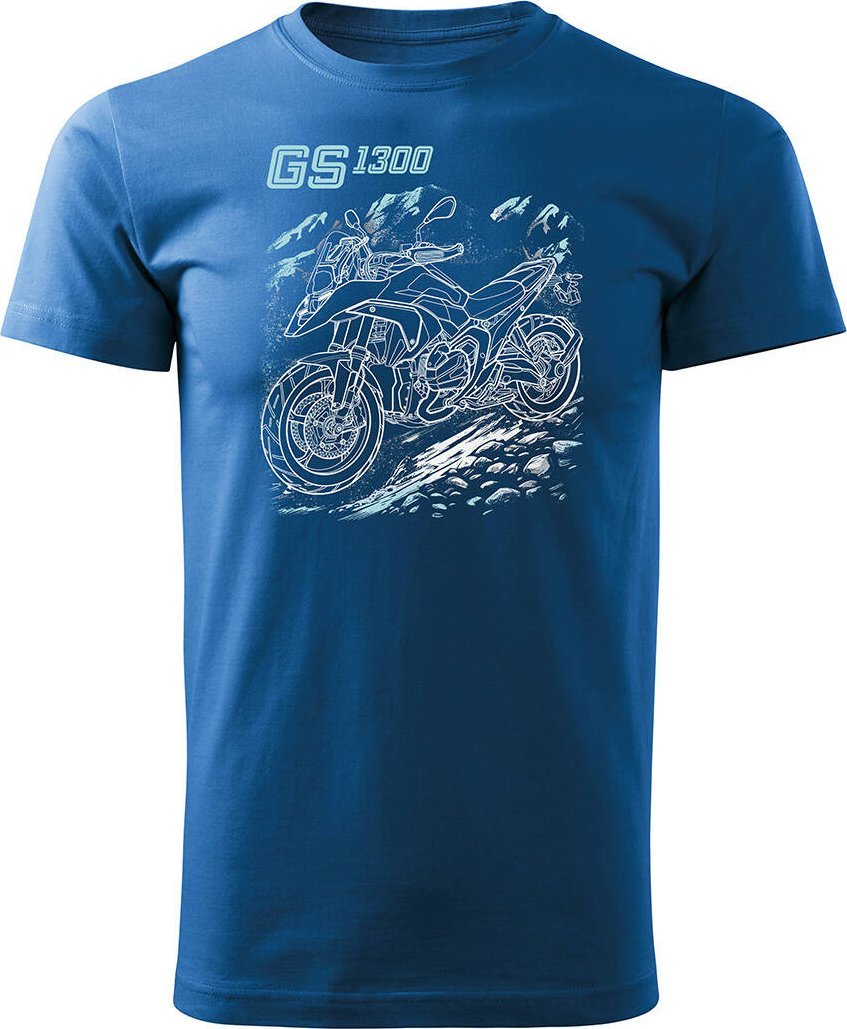 Topslang Koszulka motocyklowa z motocyklem na motor BMW GS R 1300 kolekcjonerska męska niebieska REGULAR L
