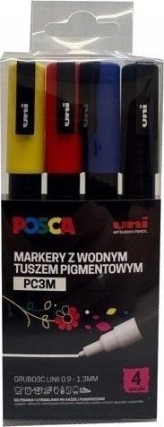 Markery plakatowe PC-3M 4 kolory POSCA UNI