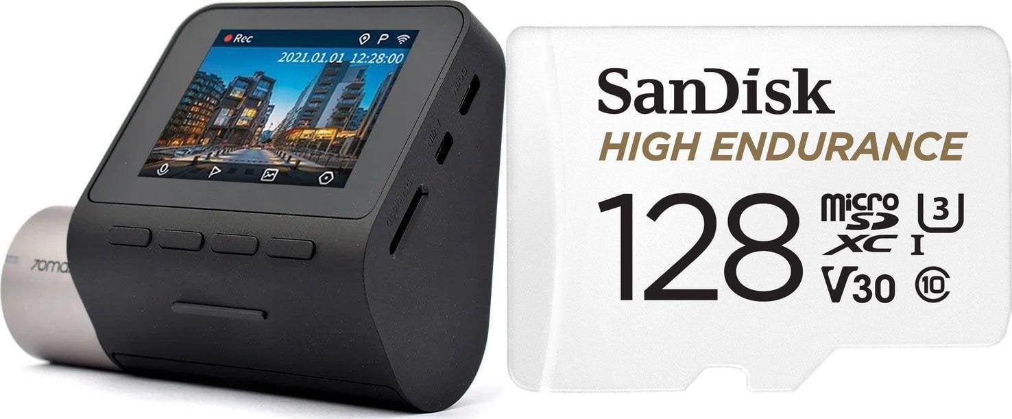 Wideorejestrator 70mai Wideorejestrator 70mai A500S Pro Plus+ Czarny + Karta SanDisk High Endurance MicroSDXC 128 GB