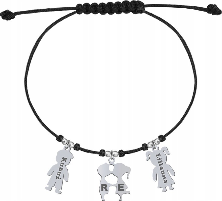 Radziszewska Jewellery Bransoletka Srebrna z Imionami Dzieci Prezent 925 GRAWER ŻYCZENIA GRATIS