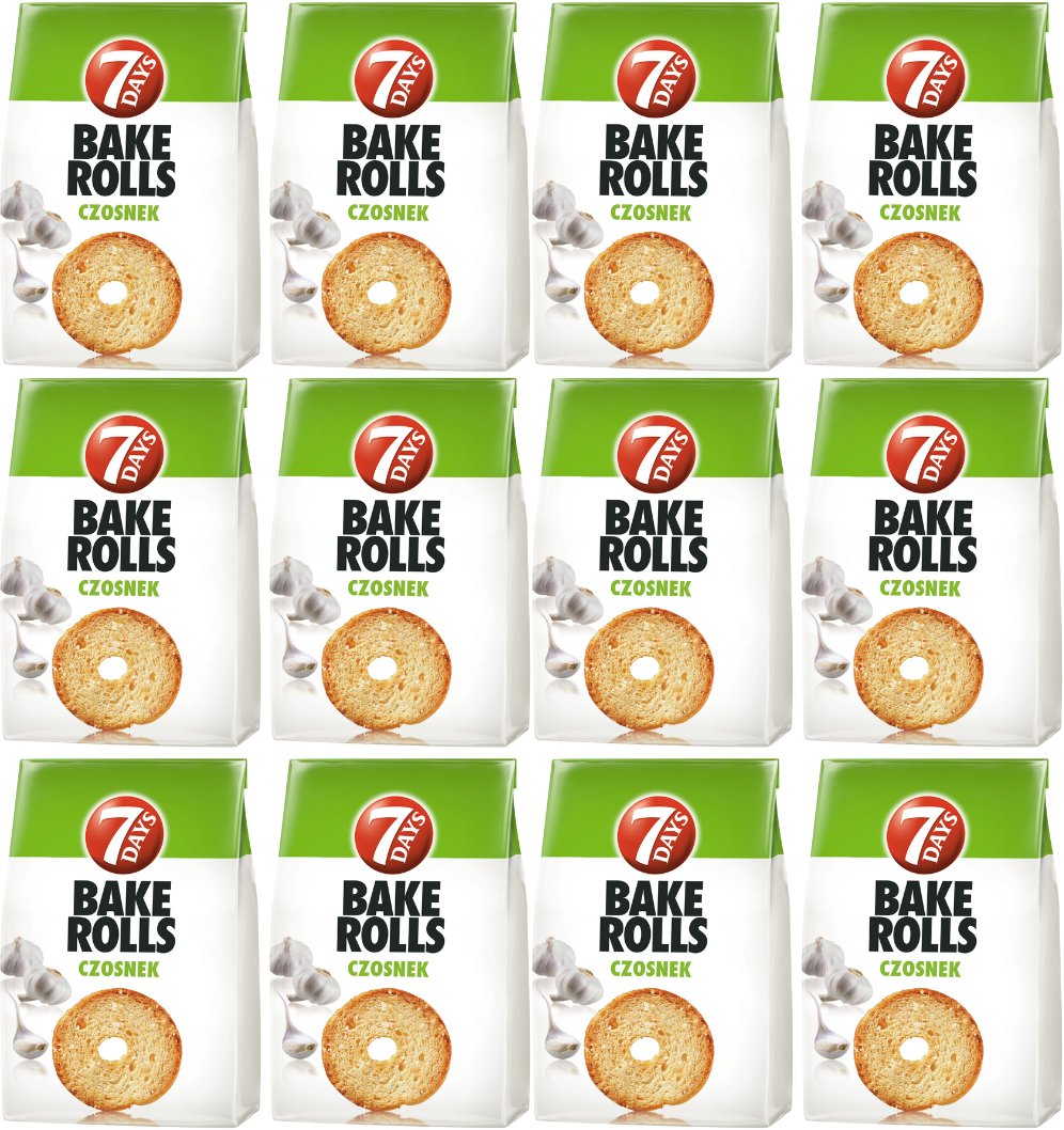 7 DAYS Bake Rolls Crispy bread with garlic flavor 150 g x 12 sztuk