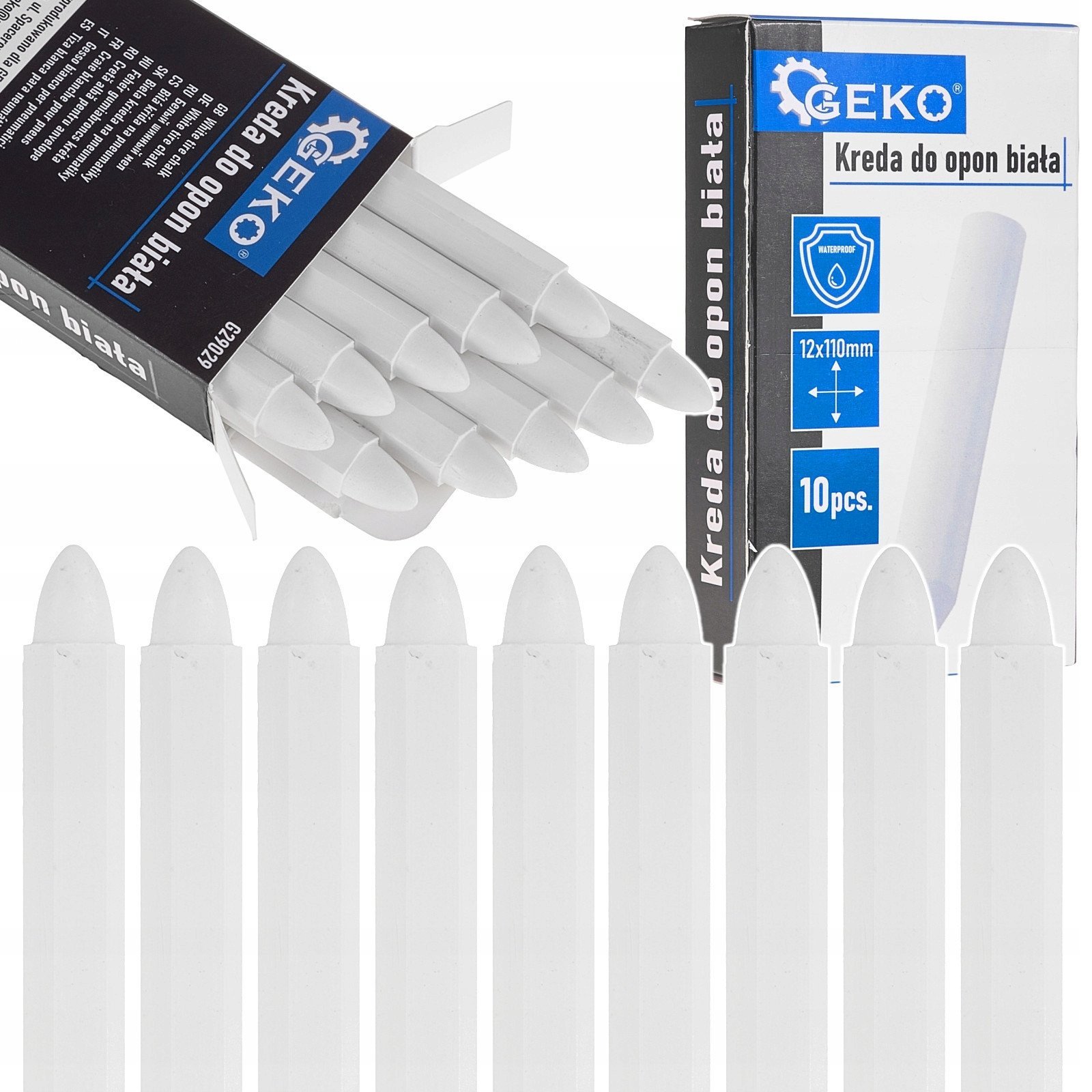 Kreda wodoodporna do opon biała 12x110mm – zestaw 10szt. (12/120)