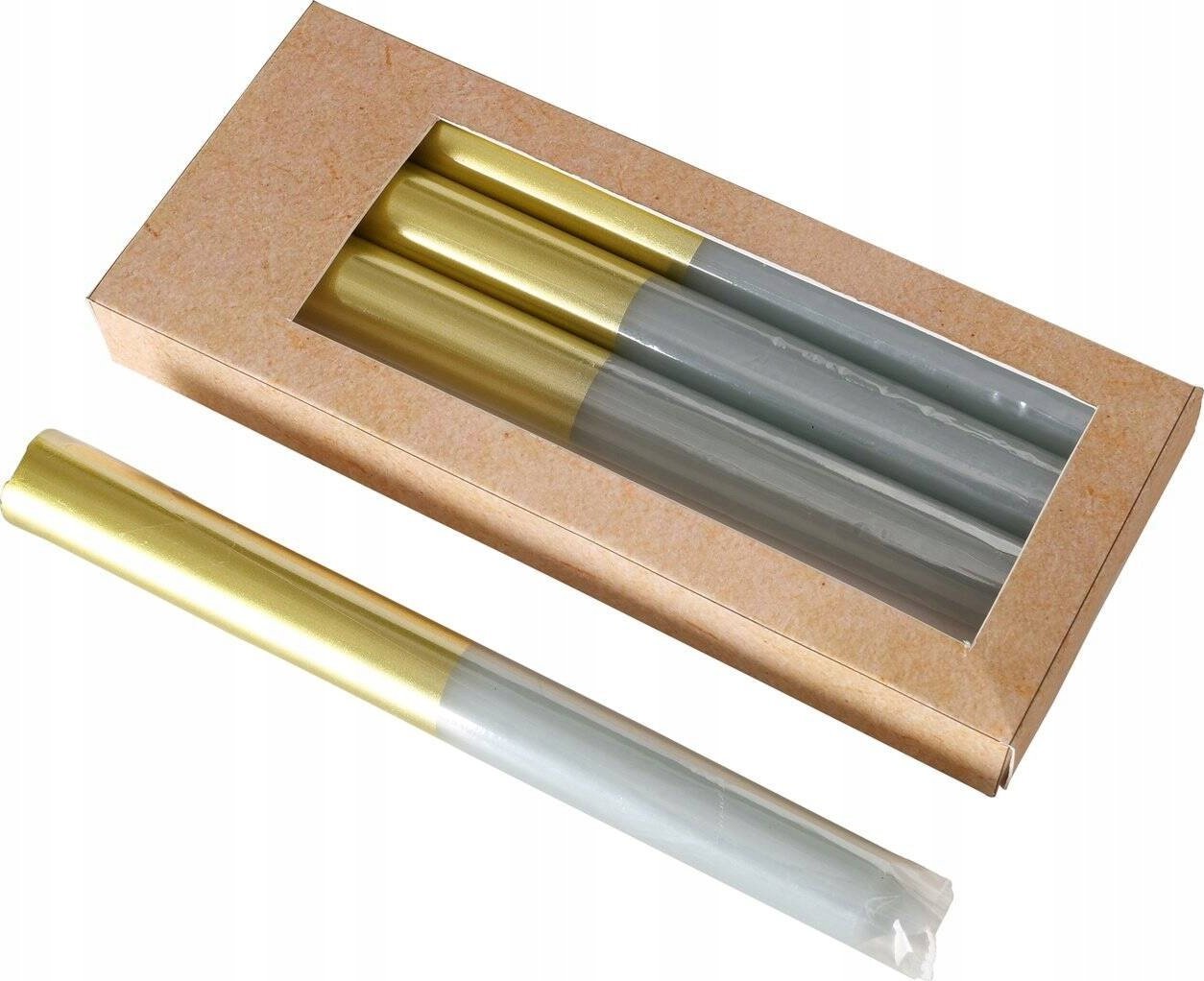 Boltze Świeczki kolorowe z podstawą w złotym kolorze, 4 sztuki