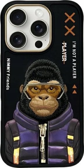 Nimmy iPhone 16 Pro 6.3" Case Black Cool&Cute 2.0 Monkey