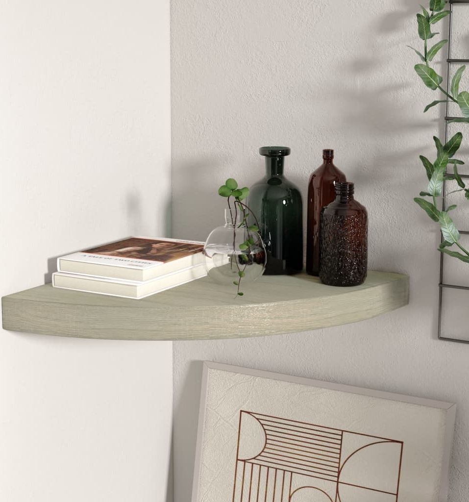 vidaXL Narożna półka ścienna, kolor dębowy, 35x35x3,8 cm, MDF