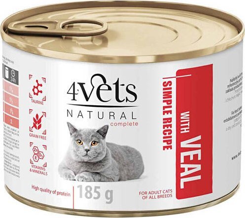 4Vets Natural Mokra karma dla kota z cielęciną 185 g