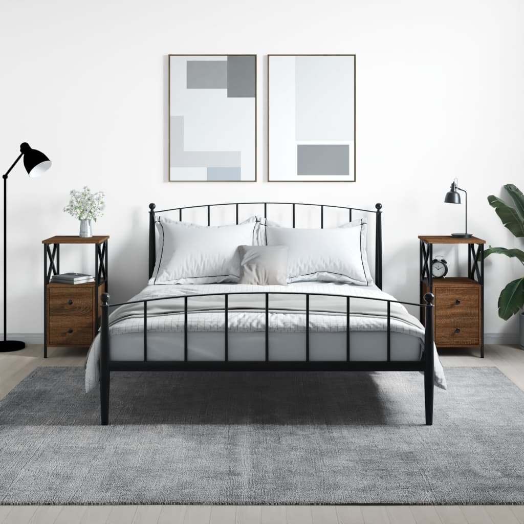 vidaXL Szafki nocne, 2 szt., brązowy dąb, 34x35,5x70 cm