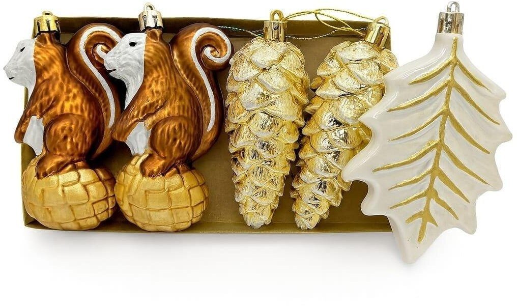 Bombki na choinkę 6szt Wiewiórka, szyszki