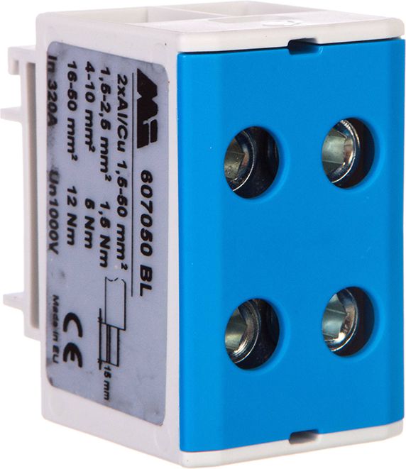 EM Group Złączka szynowa 2-torowa 1,5-50mm2 szaro-niebieska EURO multiOTL 50 2xAl/Cu (607050 BL)