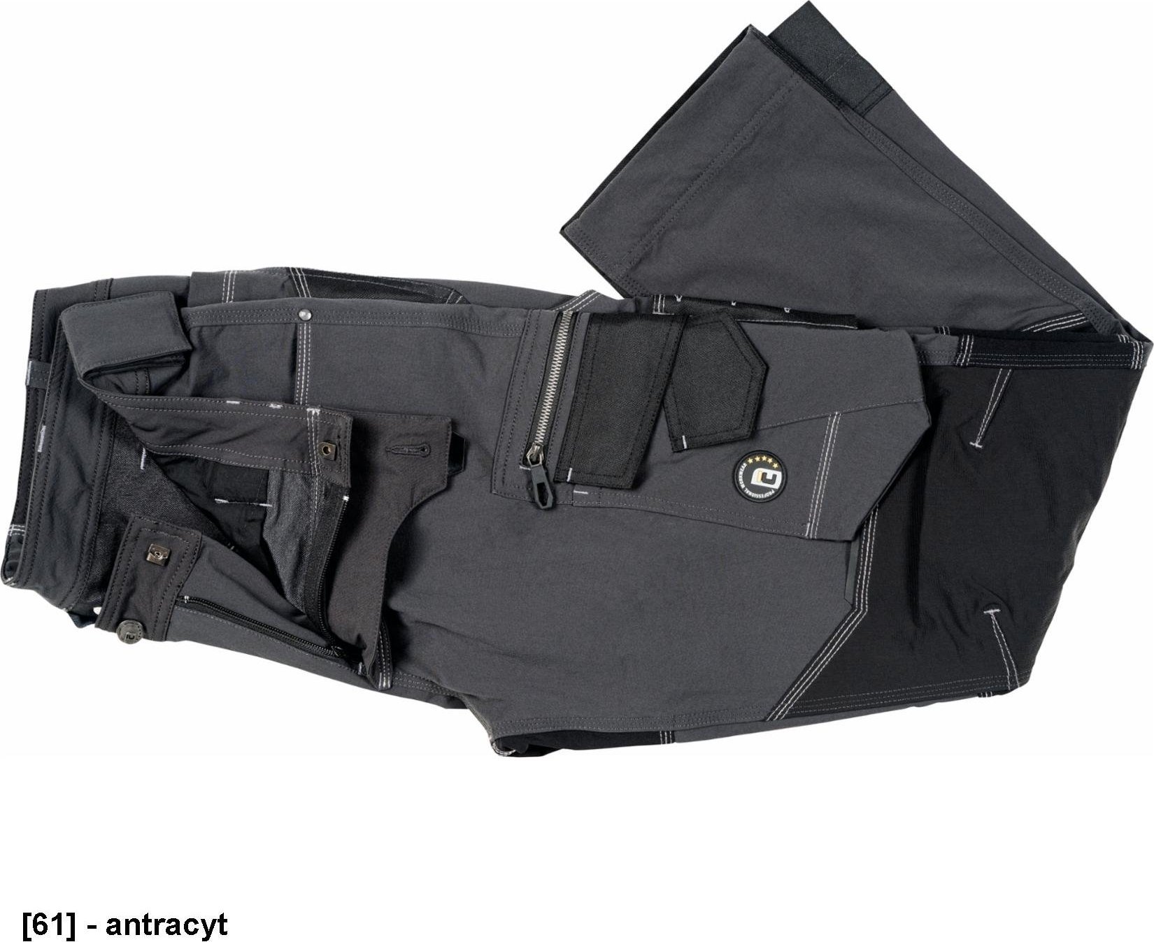 CERVA NEURUM PERFORMANCE spodnie - męskie spodnie robocze, elastyczny materiał TrifibetexPRO, 6 kieszeni, odblaski - antracyt 64