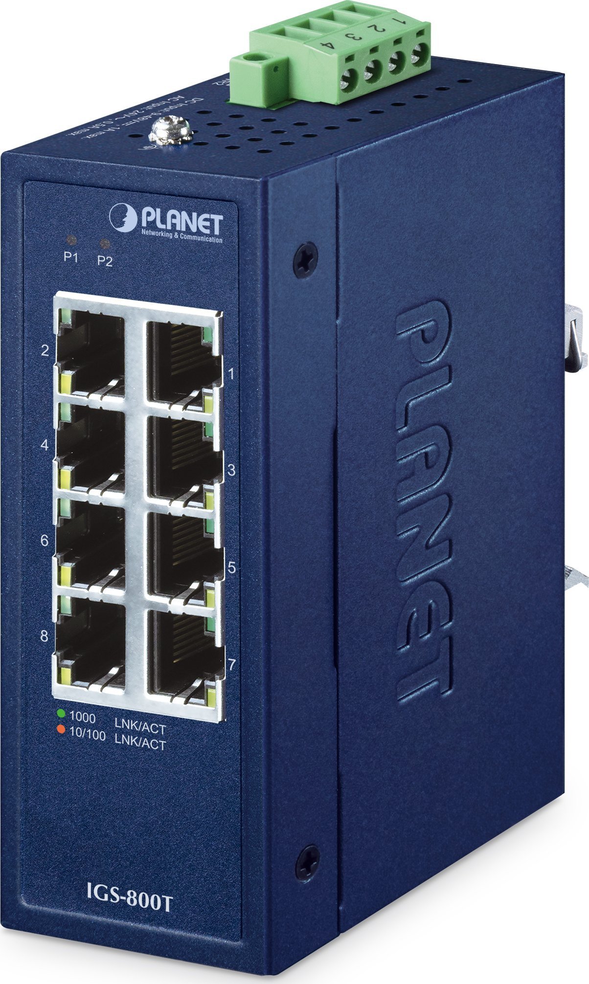 PLANET IP30 Compact size 8-Port IGS-800T Nie zarządzany Gigabit Ethernet (10/100/1000) Niebieski