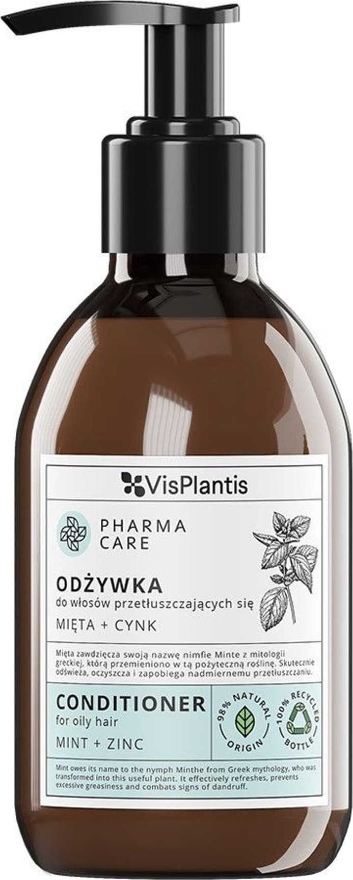 Vis Plantis VIS PLANTIS Pharma Care Odżywka do włosów przetłuszczających się Mięta + Cynk 300 ml