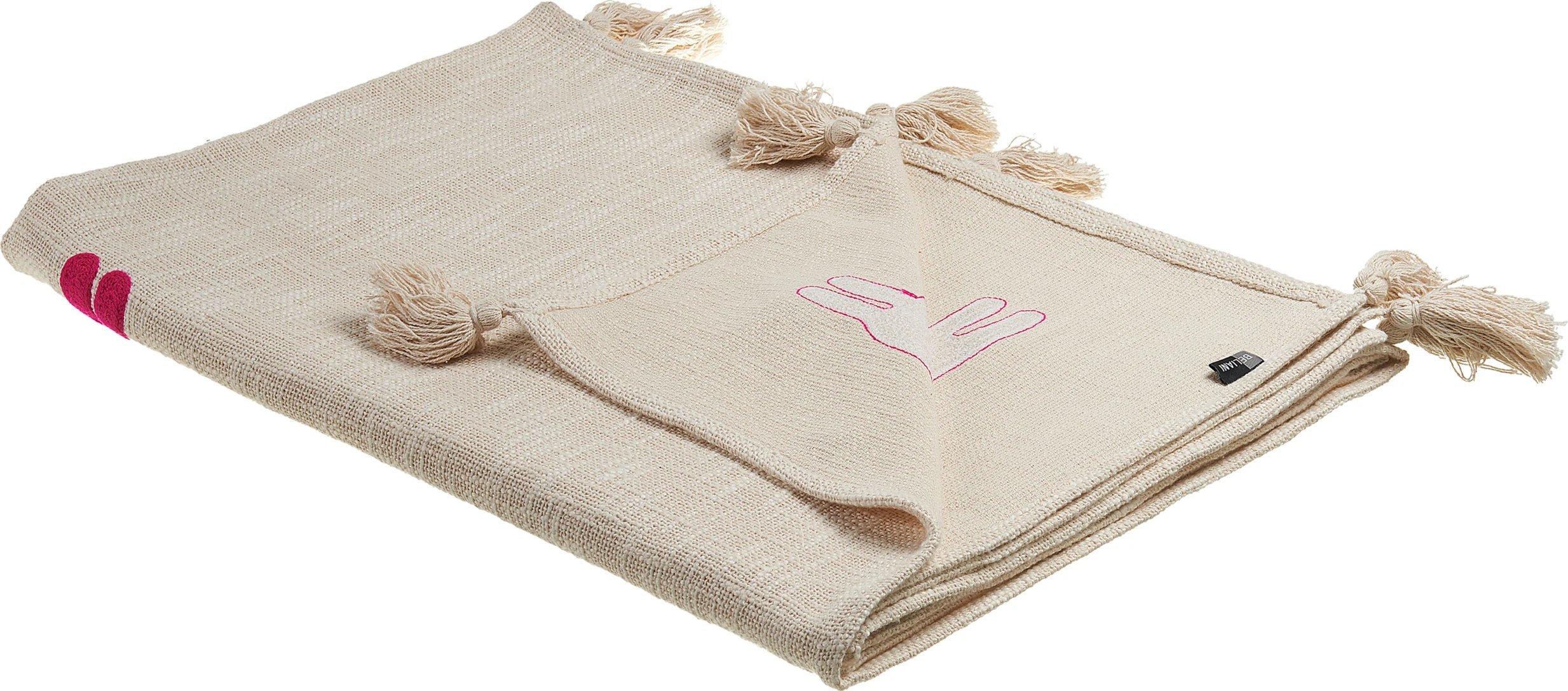 Beliani Koc bawełniany w lamy 130 x 180 cm beżowo-różowy NANDYAL!