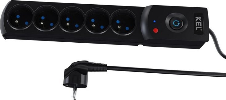 Listwa zasilająca UN PRZEDŁUŻACZ PRZECIWPRZEPIĘCIOWY R5 5GNIAZDOWY 5M CZARNY