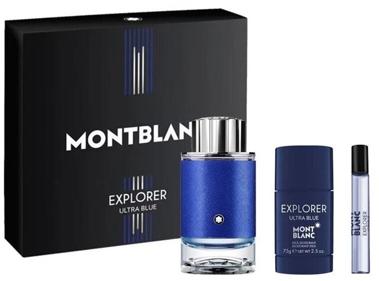 Mont Blanc Explorer Ultra Blue zestaw woda perfumowana spray 100ml + miniatura wody perfumowanej spray 7.5ml + dezodorant sztyft