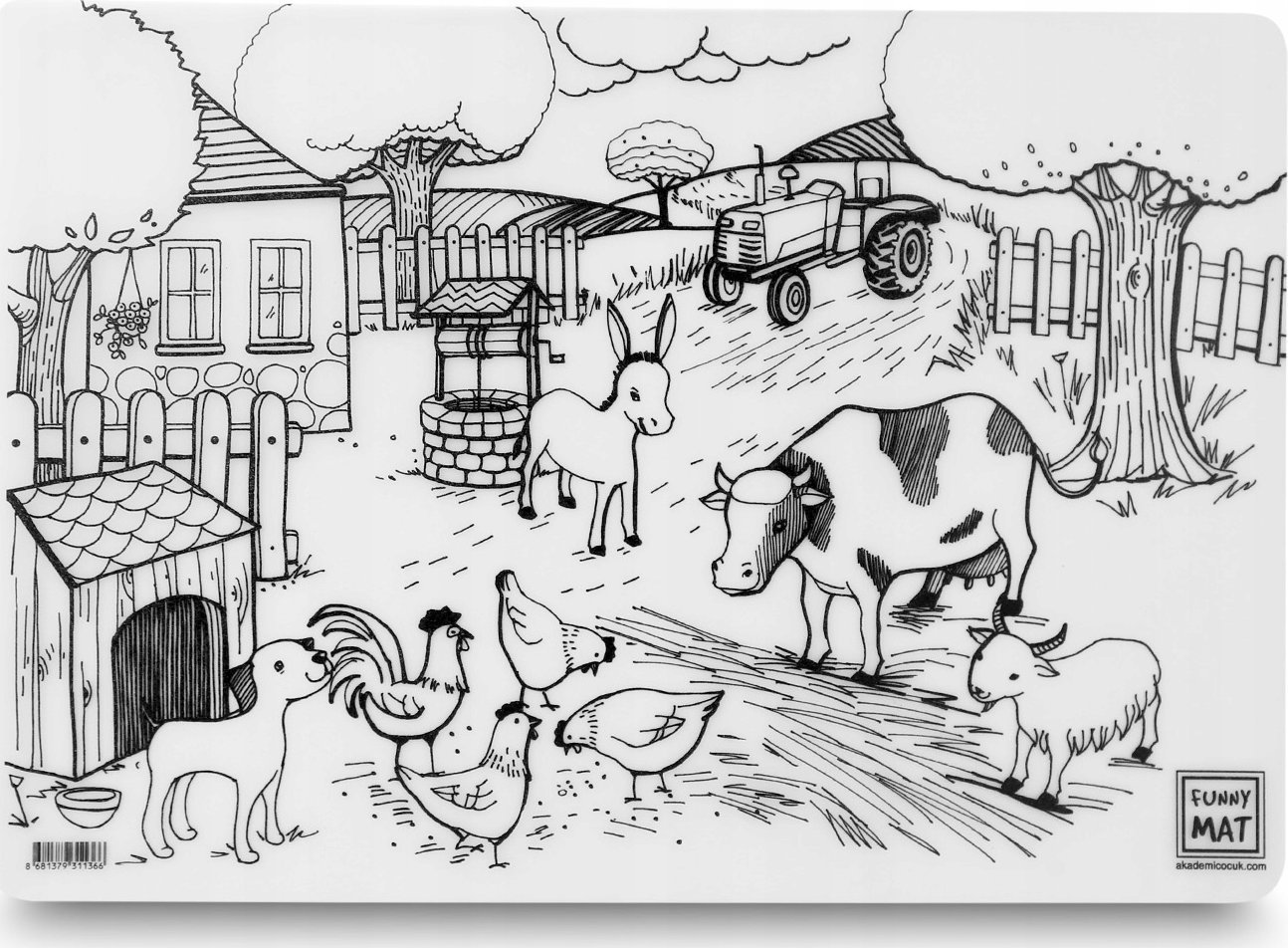 vidaXL Mata transparentna Życie na farmie Funny Mat