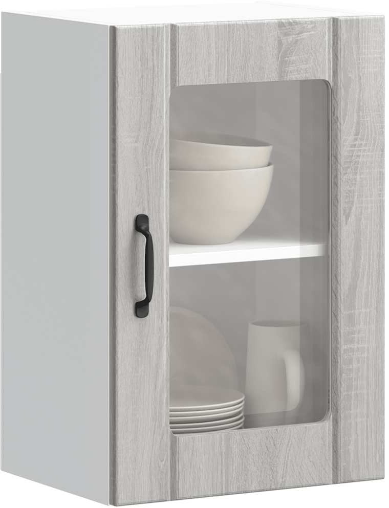 vidaXL Szafka ścienna kuchenna ze szklanymi drzwiami Szara Sonoma