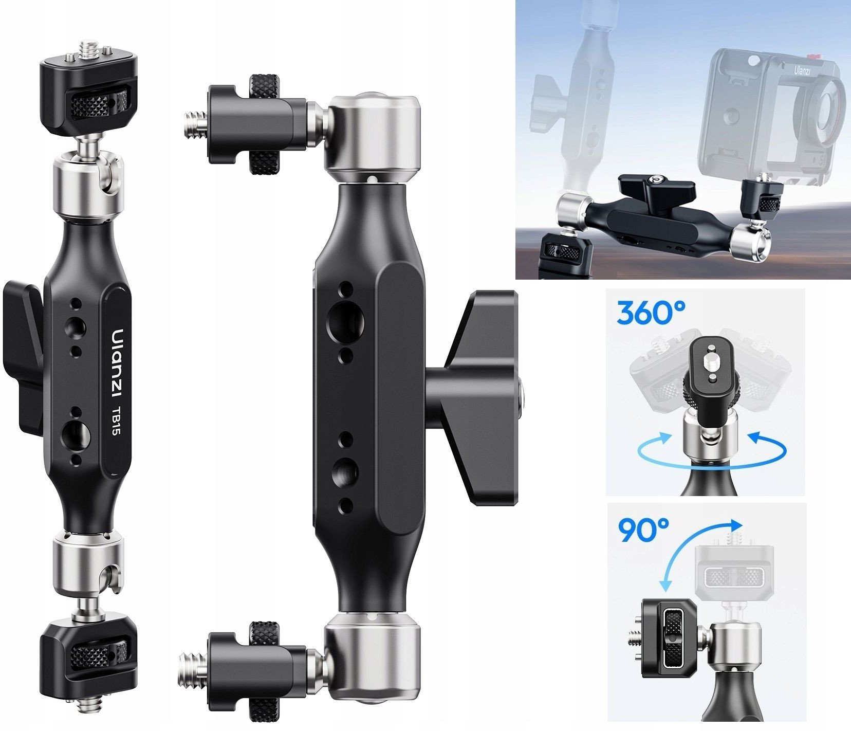 Magic Arm Ramię 360° Z Gwintami 1/4” I 3/8” Do Aparatu Kamery Ulanzi Tb15 / Sku: T058gbb1