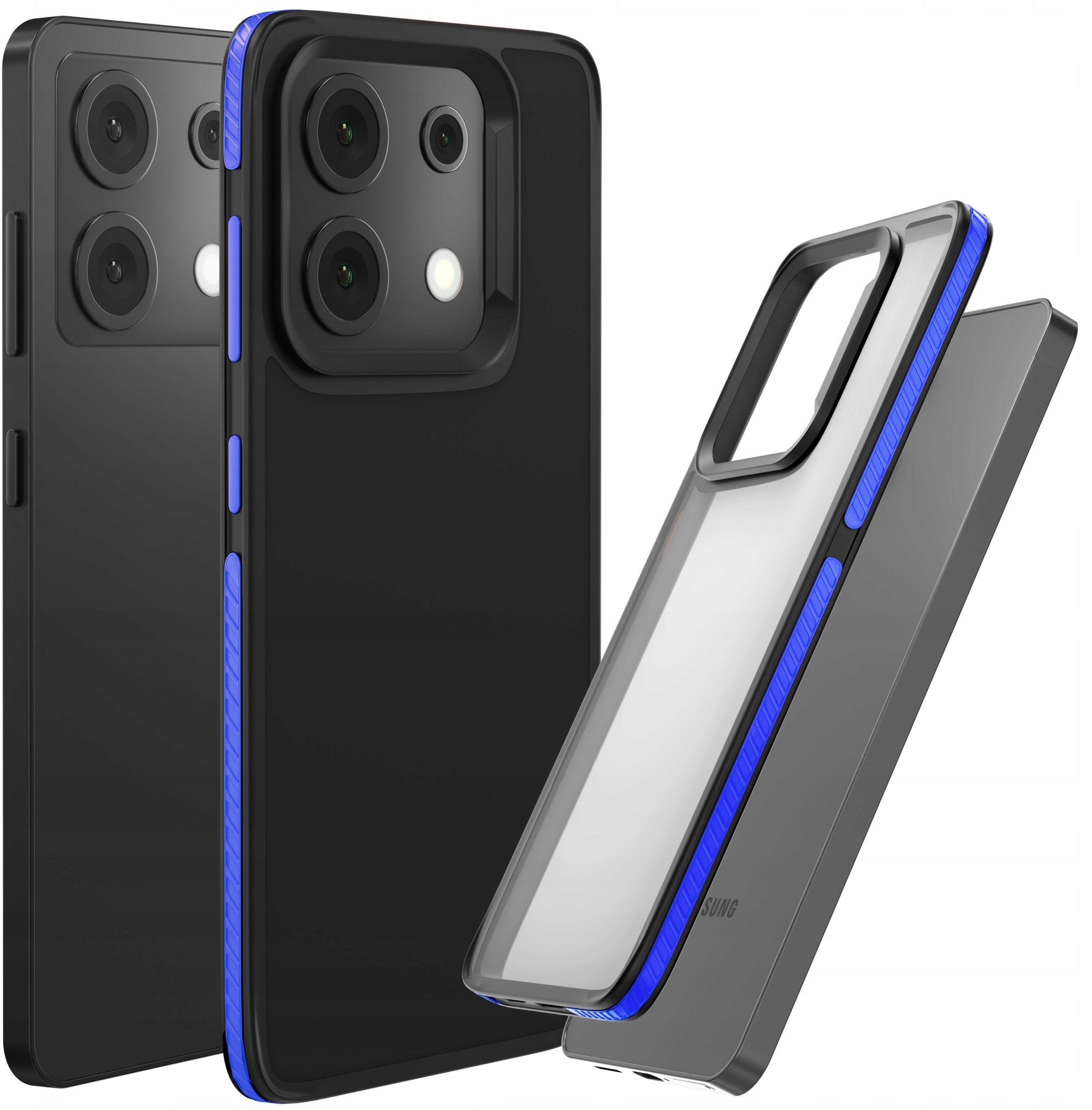 Etui Do Xiaomi Redmi Note 13 Pro 5G (Matowe, Granatowa Ramka, Bumper, Case)