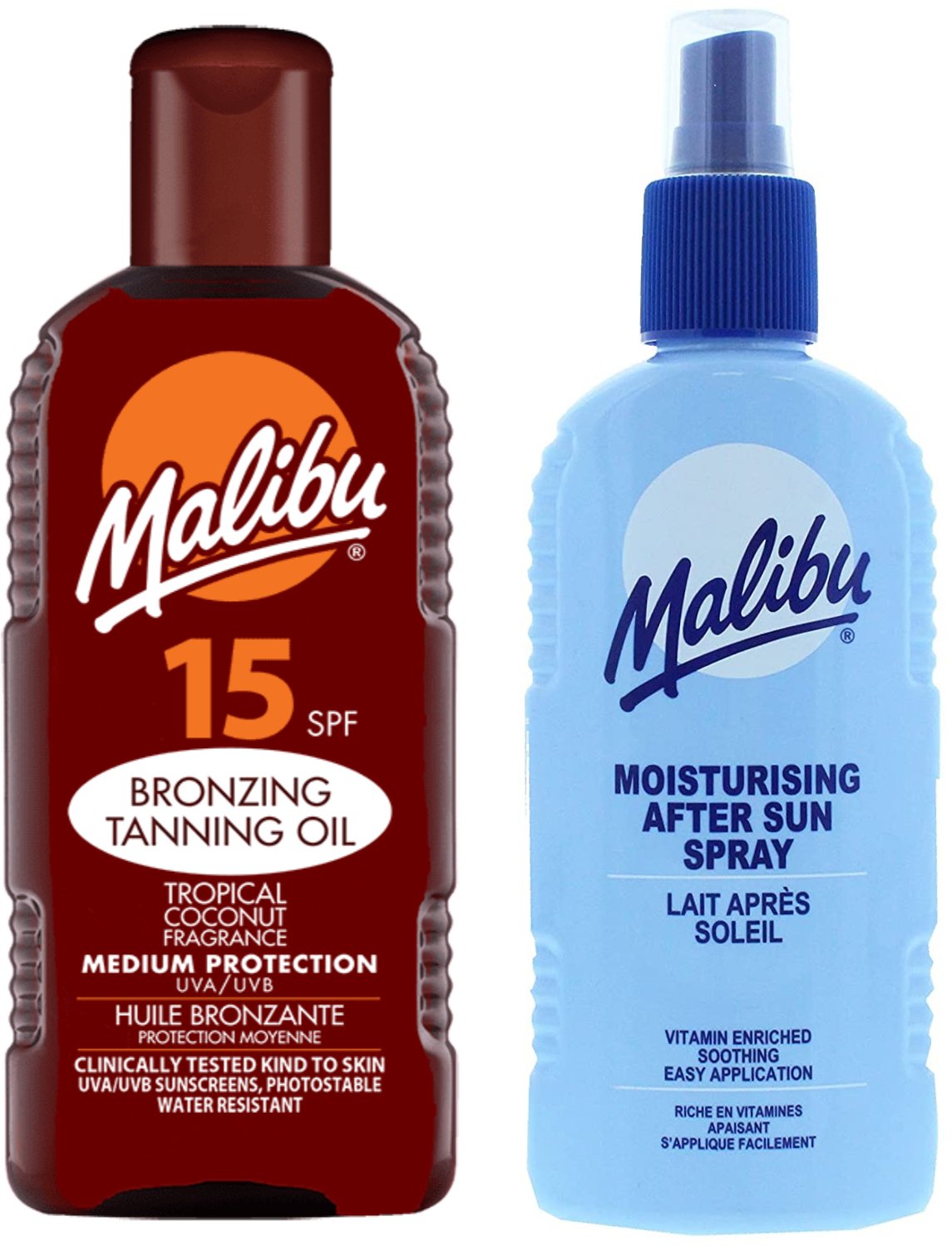 Malibu Olejek Do Opalania SPF15 200ml + Balsam W Sprayu Po Opalaniu 200ml