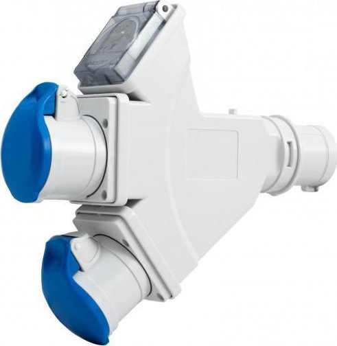 F-Elektro Adapter kempingowy - wtyk 16A 3p, gniazdo 2x16A 3P, gniazdo 230V IP44