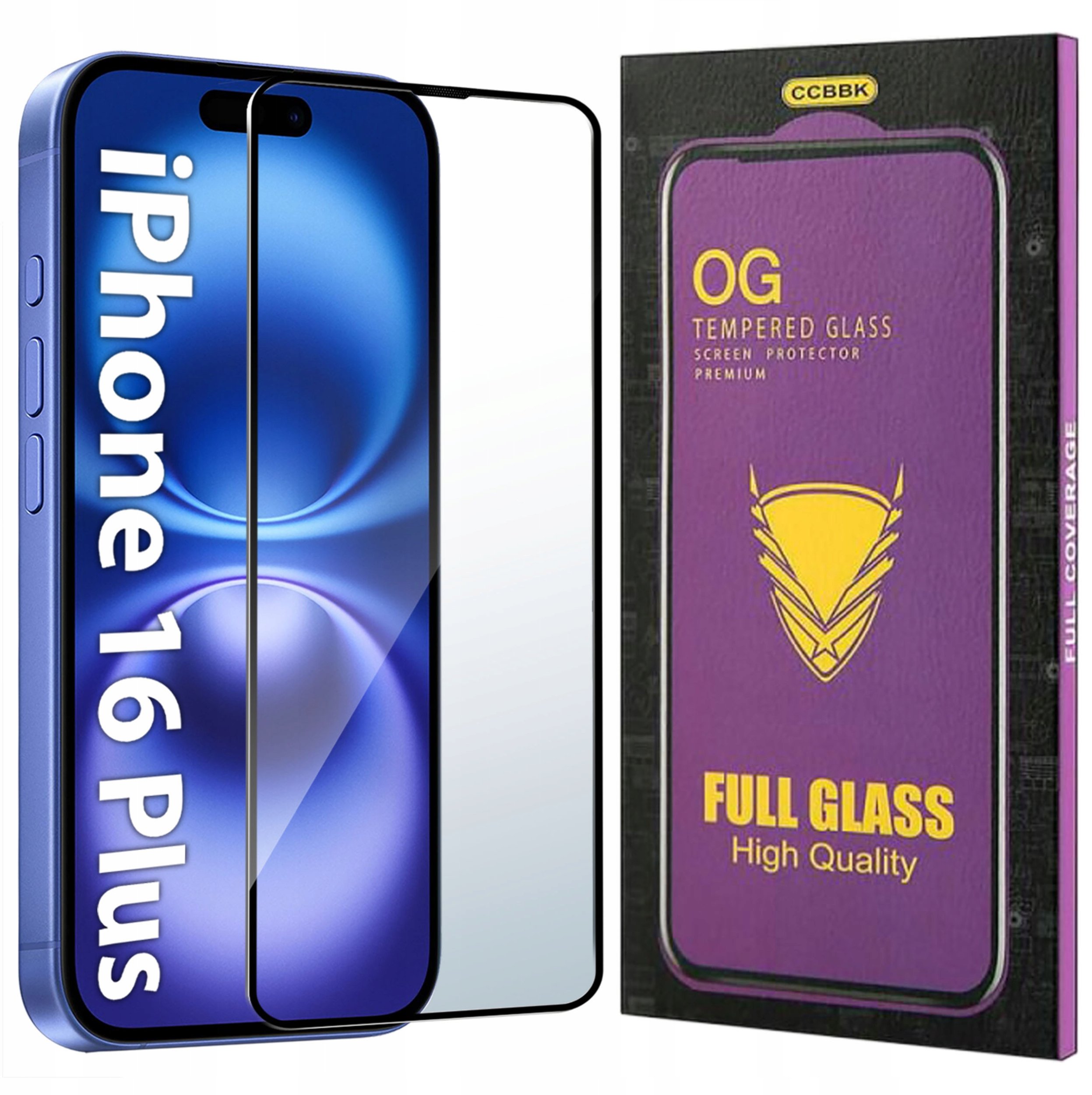 Szkło HARTOWANE 5D do iPhone 16 Plus OG PREMIUM CAŁY EKRAN PEŁNE