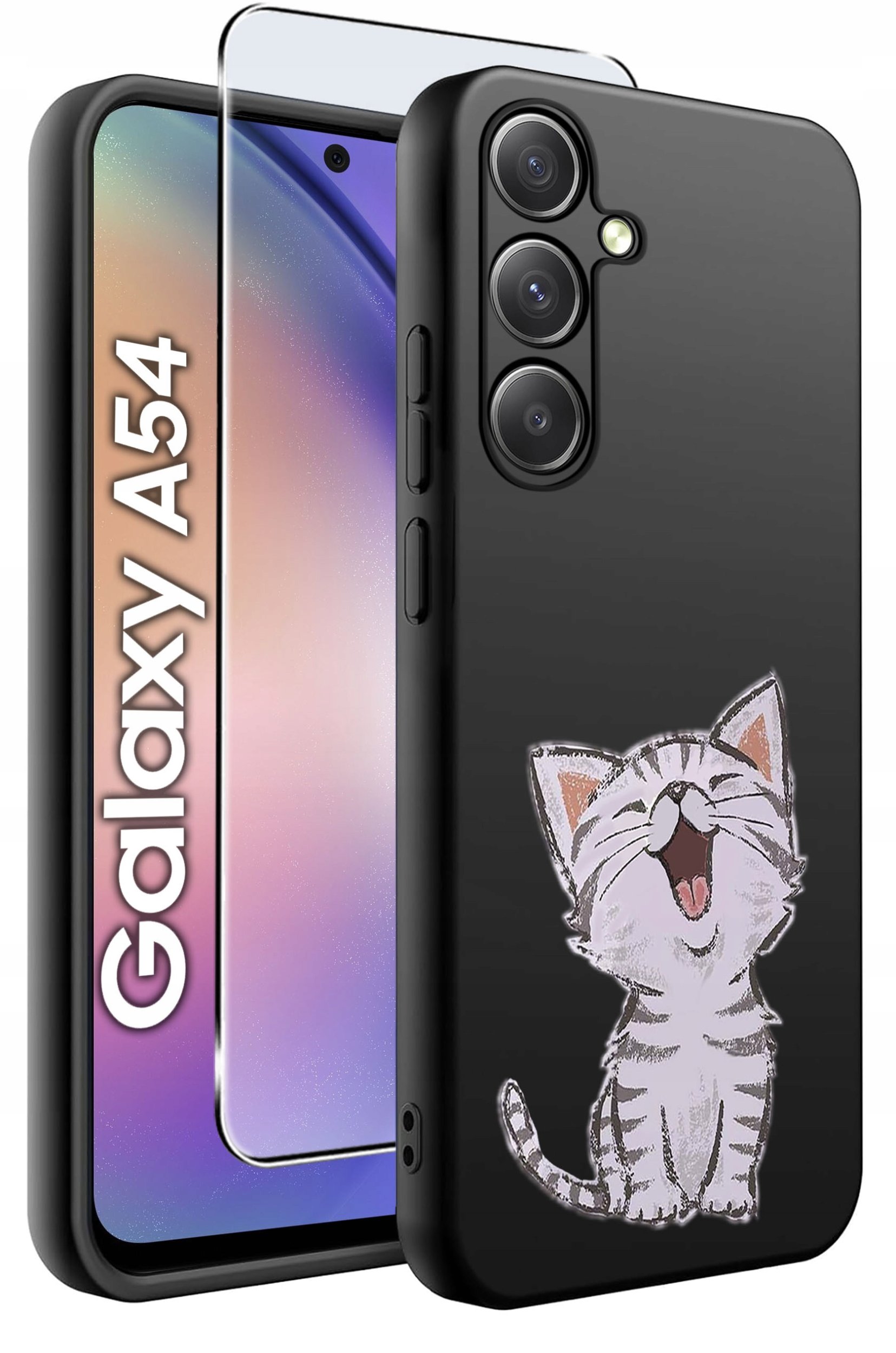 ETUI do Samsung A54 5G WZORY | SILIKONOWE MATT CASE + SZKŁO 9H