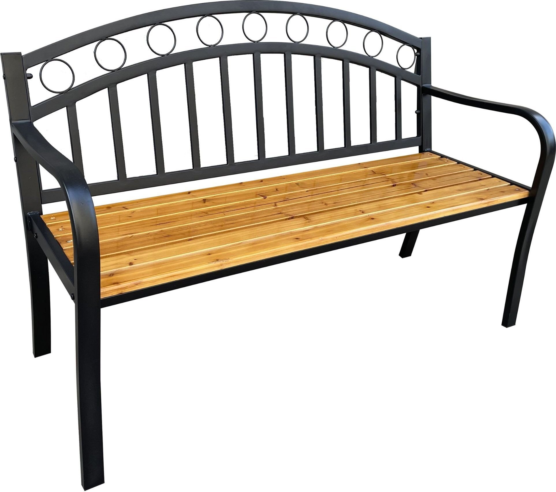 Fancy Garden Ławka ogrodowa z oparciem ARUM stalowa drewniana 127 cm