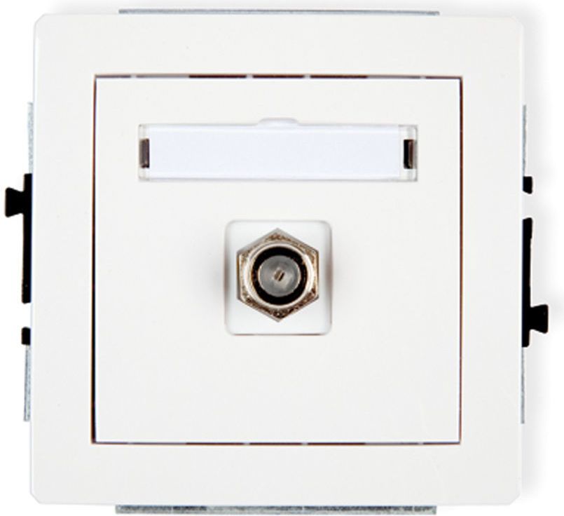 Karlik DECO gniazdko podtynkowe antenowe pojedyńcze typu F niklowane białe (DGF-1)