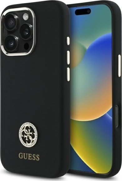 Guess Guess GUHCP16LM4DGPK iPhone 16 Pro 6.3" czarny/black hardcase Silicone Logo Strass 4G
