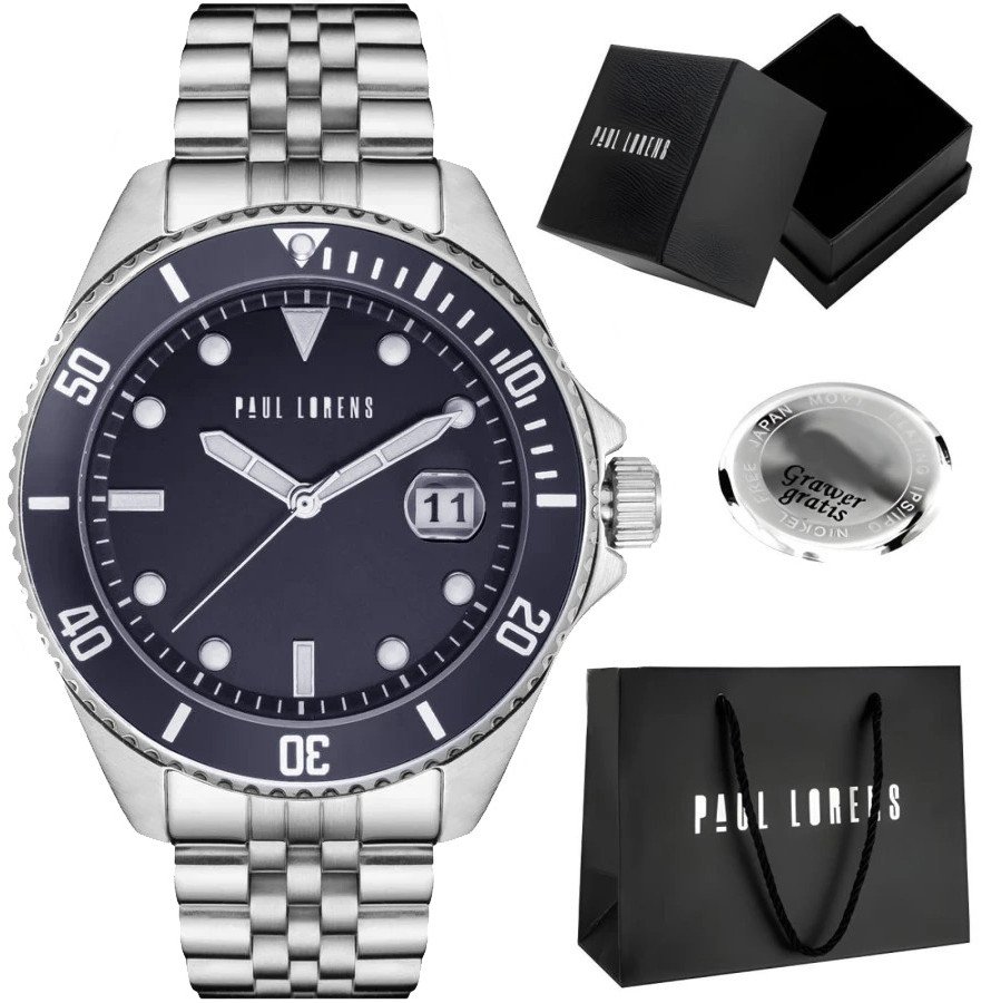 Zegarek męski Paul Lorens TOREZ 13030B-6C1 PROF Z GRAWEREM