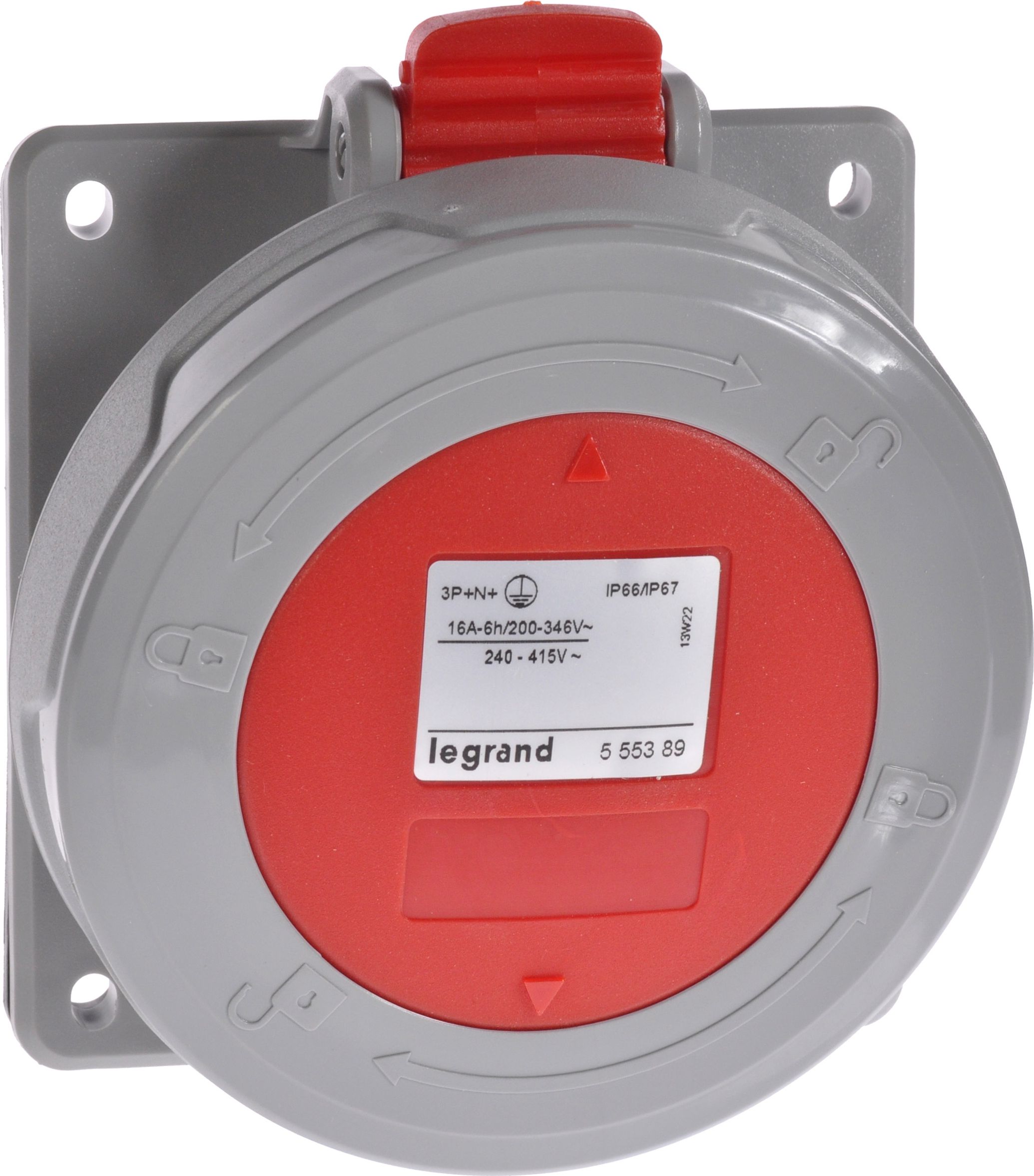 Legrand Gniazdo tablicowe 5P 16A 400V czerwone IP67 P17 TEMPRA PRO (555389)